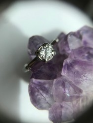 mid century 14k white gold diamond solitaire