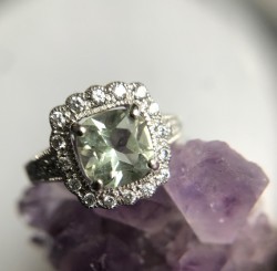 2 carat green amethyst halo.