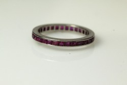 Platinum Square Cut Ruby Eternity Band Size 6