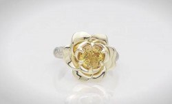 David Klass Yellow Sapphire Rose Ring 14kt