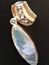 (925) Elongated Rainbow Moonstone w/ Bail