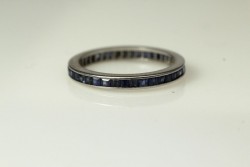 Platinum Square Cut Blue Sapphire Eternity Size 6