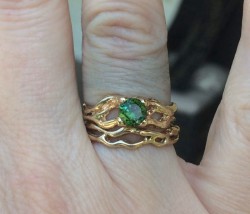 14k yellow gold custom organic branch wedding set