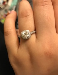 Forever brilliant halo cushion cut moissanite ring