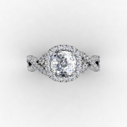 Cushion Cut Halo Moissanite Engagement Ring