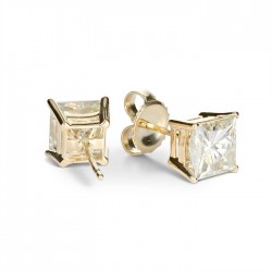 3.40 CTW C&C Princess Cut Earrings 14k
