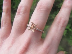 Rose Gold Emerald Cut Diamond Semi Mount