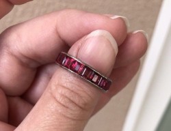 Platinum Emerald Cut Baguette Ruby Eternity Sz 6.5