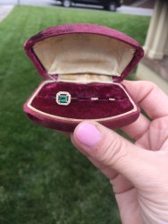 14k rose gold emerald diamond wedding set