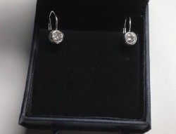 14k C&C Lever Back Drop Bezel Earrings 14k