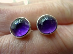 Sterling Silver Bezel Set Amethyst Earrings