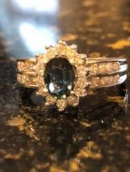 Sapphire & Diamond Halo Ring