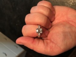 9x7 Emerald CZ with 4, 3mm OEC side stones ss