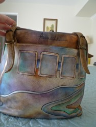 Beautiful painted leather Anuschka handbag