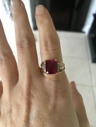 Lab Ruby Diamond Ring