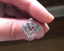Diamond and White Gold Heart Pendant Silver Chain