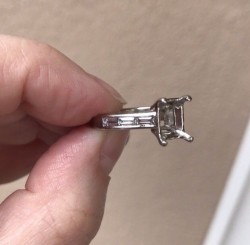 Plat Emerald Cut Semi Mount Baguette Diamonds 5.5